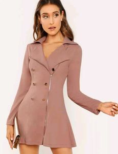 SHEIN prive Double Breasted Zip Front Blazer Dress