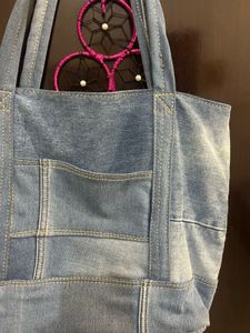 Denim Patchwork Tote Bag