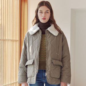 LUUL GREY FLEECE COLLAR PUFFER JACKET