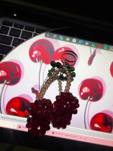 Cherry Beaded Keychain