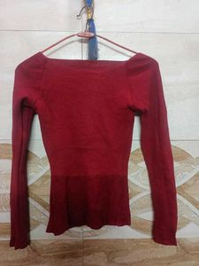 Burgundy Long Sleeve Top