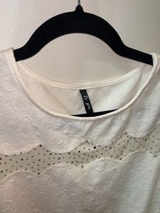 White Textured Sleeveless Top