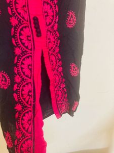 Ada Chickenkari Bright Pink Embroidered