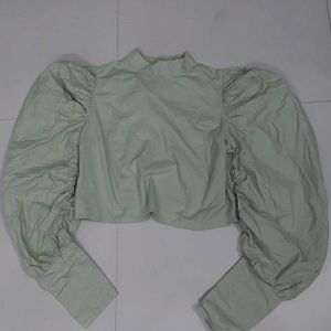 Elegant Green Puff Sleeve Top