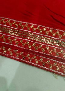 Red Embroidered Kurti Pant Set