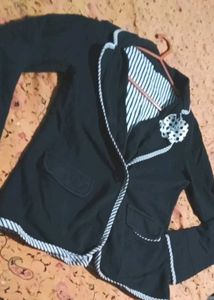 Stylish Black Blazer with Floral Detail