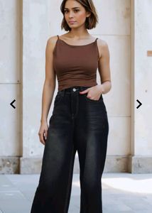 Shein Cropped High Rise Mid Wash Wide Leg Jeans