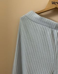 Light Blue Slit Hem Pants
