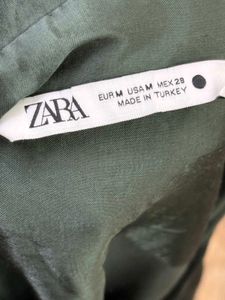 Zara Green Satin Shirt Dress