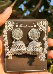 Silver Jhumka Earrings