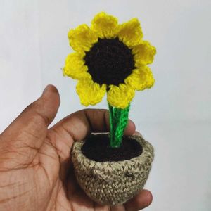 Handmade Crochet Sunflower Pot