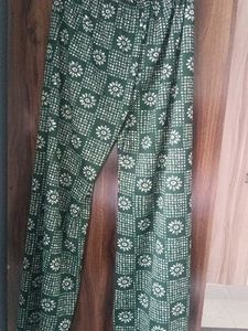 M-L Size Green Floral Wide Leg Plazo