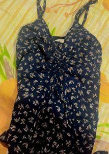 cute blue side split sundress