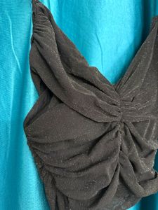 Ruched Black Crop Top