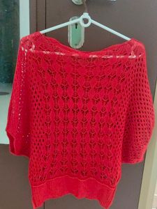 New Red Crochet Top With Sequence Inner Free