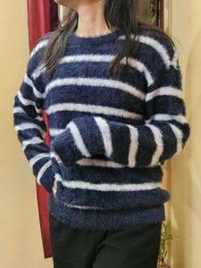 Dark blue and white stripped Cozy Sweater