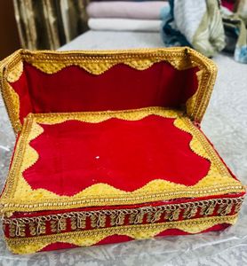 Red &amp; Gold Decorative Kreshna Ji Ka Bed