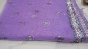 New Net Purple 💜💜 Embroidery Saree