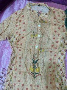 Peach Floral Print Kurta Set
