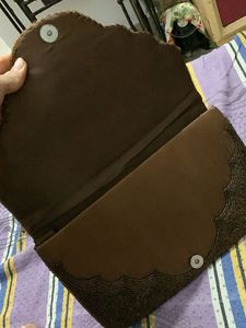Party Wear Brown Bag With  Beautiful Embroidery