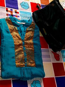 Teal Embellished Top