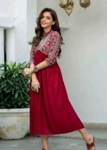 Red Trendy Kurta Long