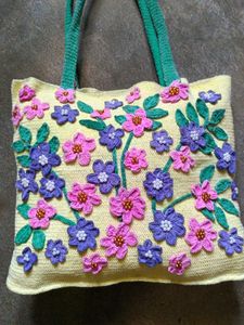 Floral crochet Tote Bag