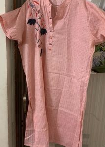 Cotton Peach Kurta For Daily Use
