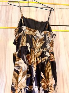 Front Cut Tropical Print Jumpsuit