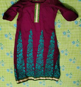 Burgundy Embroidery Kurta