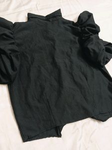 Balloon Sleeves Black Shirt