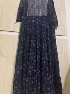 Elegant Navy Blue Printed Kurta