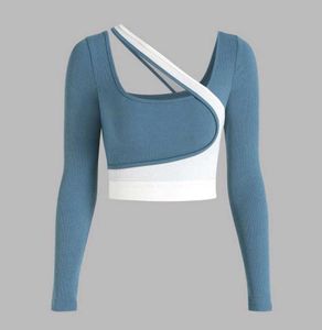 Unique Two-Tone Long Sleeve Top