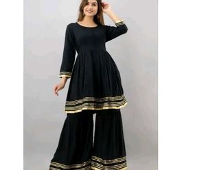 Elegant Black Kurta Sharara Set