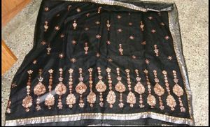 Beautiful Black Netted Saree With Blouse