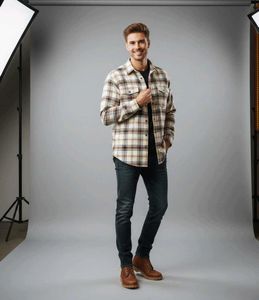 SWANKIS casual checked mens shirt