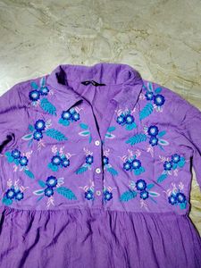 Purple Embroidered Dress