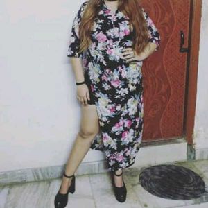 Floral Print Slit Maxi Dress