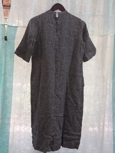 Grey Cotton Kurta High Neck