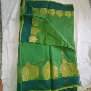 Green Brocade Banarasi Cotton Saree