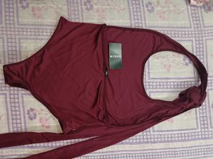 Halter neck ribbon rose top