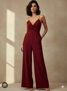 ZARA Gold Chained Burgundy Jumpsuit