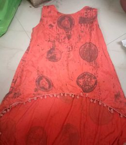 Orange Sleeveless Casual Dress