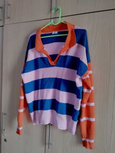 Striped Collared Sweater
