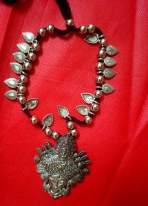 Silver Durga Pendant Necklace