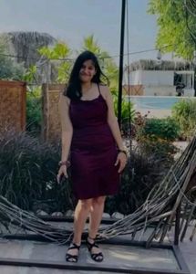 Dark Maroon Dress . Sleeveless. Side Slit . Strap