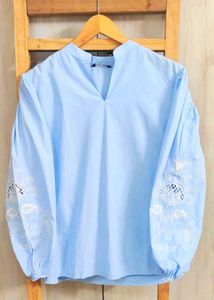 Blue Embroidered Sleeve Top Size'42