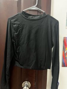 Black Mock Turtle Neck Crop Top