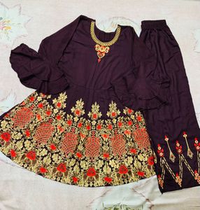 Elegant Embroidered Frock Set