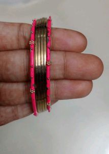 Gold &amp; Pink Bangle Set